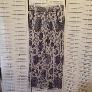 Peruvian Conbection Floral Blue and Gray  Women's Maxi Skirt Size M
